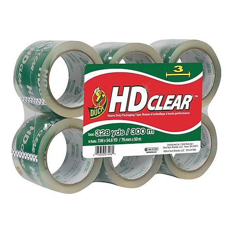 Duck Brand Heavy Duty Clear Packaging Tape 3" x 54.6 yds, 3.5 mil 6/Box