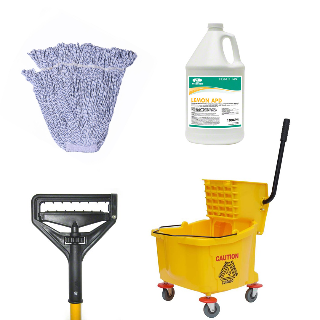 Wet Mop Kit Mop, Bucket, and Lemon Disinfectant Concentrate