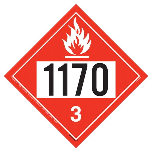 Placard Flammable Class 3 10.75" x 10.75" UN 1170 Pre-Printed Number 3/Pack or 100/Pack