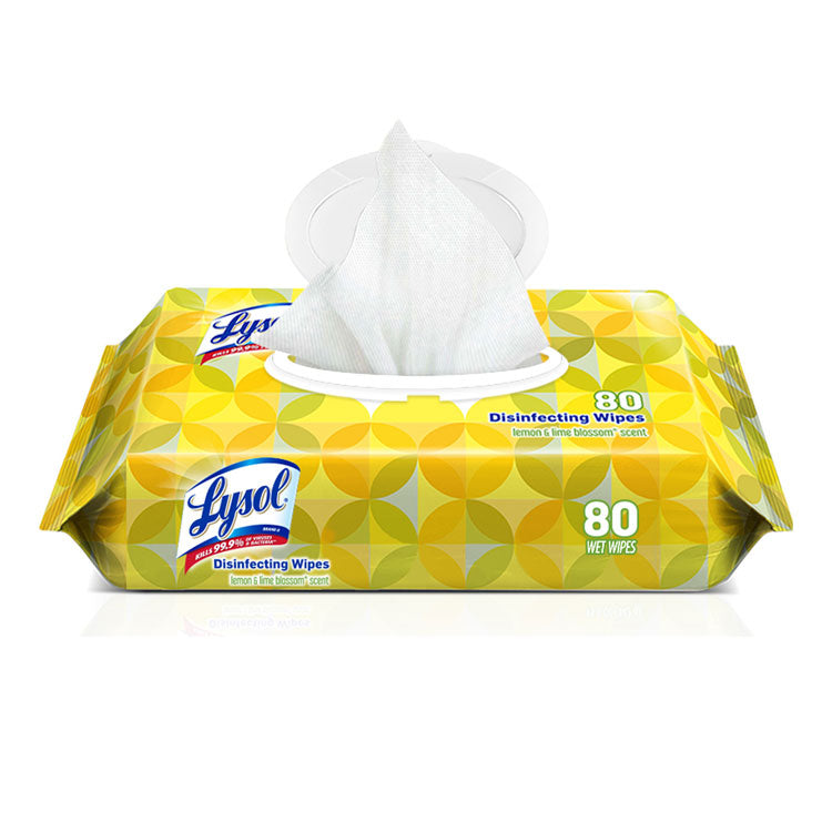 Lysol Disinfecting Wipes Flatpacks, Lemon and Lime Blossom, 80/Pack