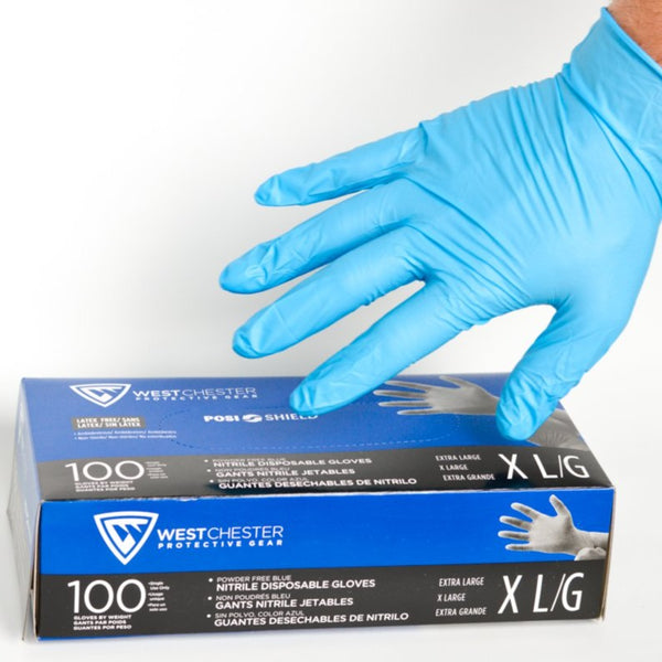 Guantes de nitrilo WestChester desechables azules tamaño XL 100/caja