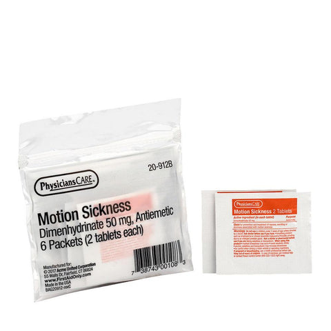 PhysiciansCare Motion Sickness Pills (Dimenhydrinate), 6x2/bag