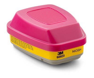 Singular pink, yellow, tan 3m niosh 60923 cartridge/filter