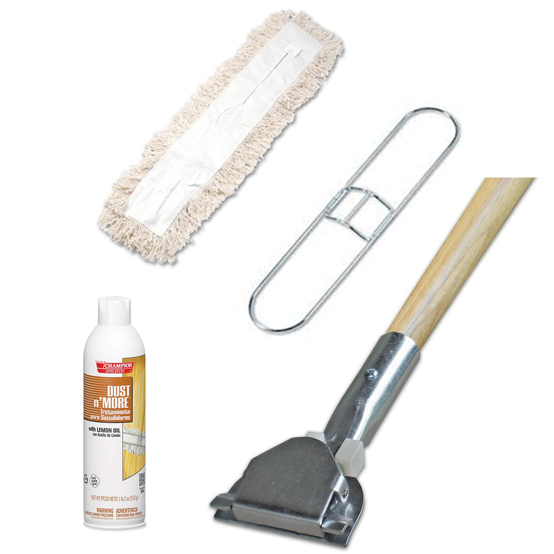 Dust Mop Kit- 5"x24" Head, Frame, Wooden Handle and Treatment