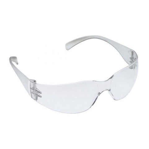 single pair of safety glasses with clear lens and frame