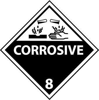 D.O.T 4"x4"  Corrosive Labels 500/Roll