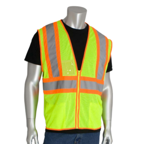 PIP 302-EH-MVZP Type R Class 2 Two-Tone Mesh Safety Vest with Six Pockets