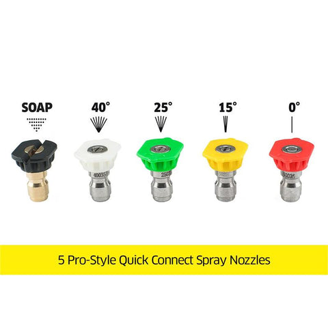 3.5 GPM TIP 5/PACK WHITE, GREEN, RED, YELLOW, SOAP 1/4"