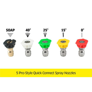 4.0 GPM TIP 5/PCK WHITE, GREEN, RED, YELLOW, SOAP 1/4"